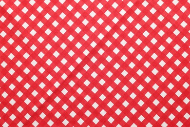 Photo of Red checkered tablecloth as background, top view