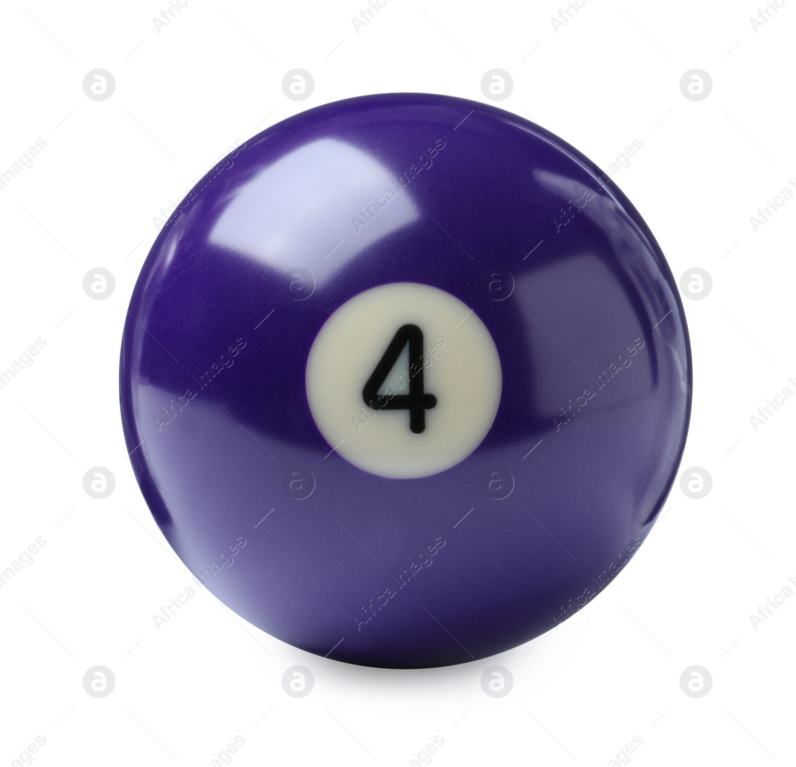 Photo of Billiard ball with number 4 isolated on white