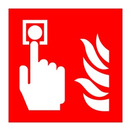 International Maritime Organization (IMO) sign, illustration. Fire alarm call point