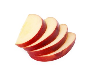 Photo of Slices of ripe red apple isolated on white