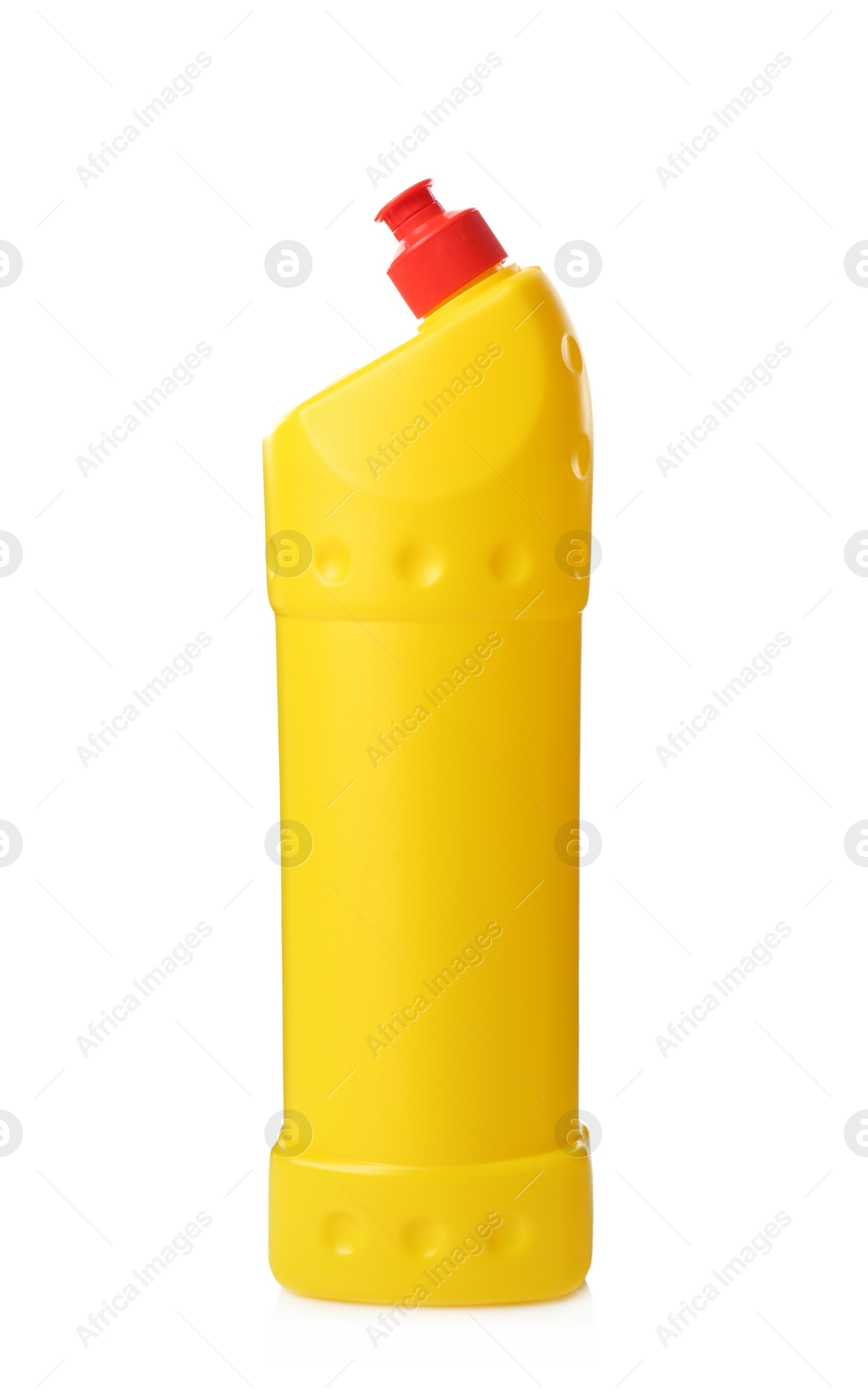 Photo of Yellow bottle of cleaning product isolated on white