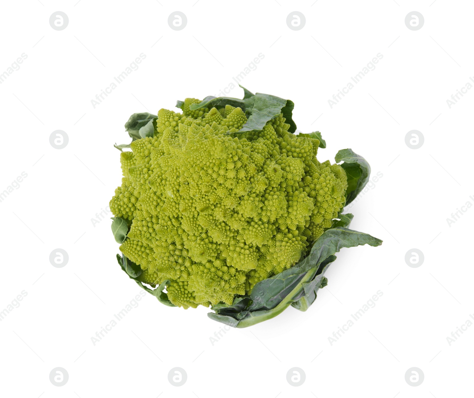 Photo of Fresh Romanesco broccoli isolated on white, top view