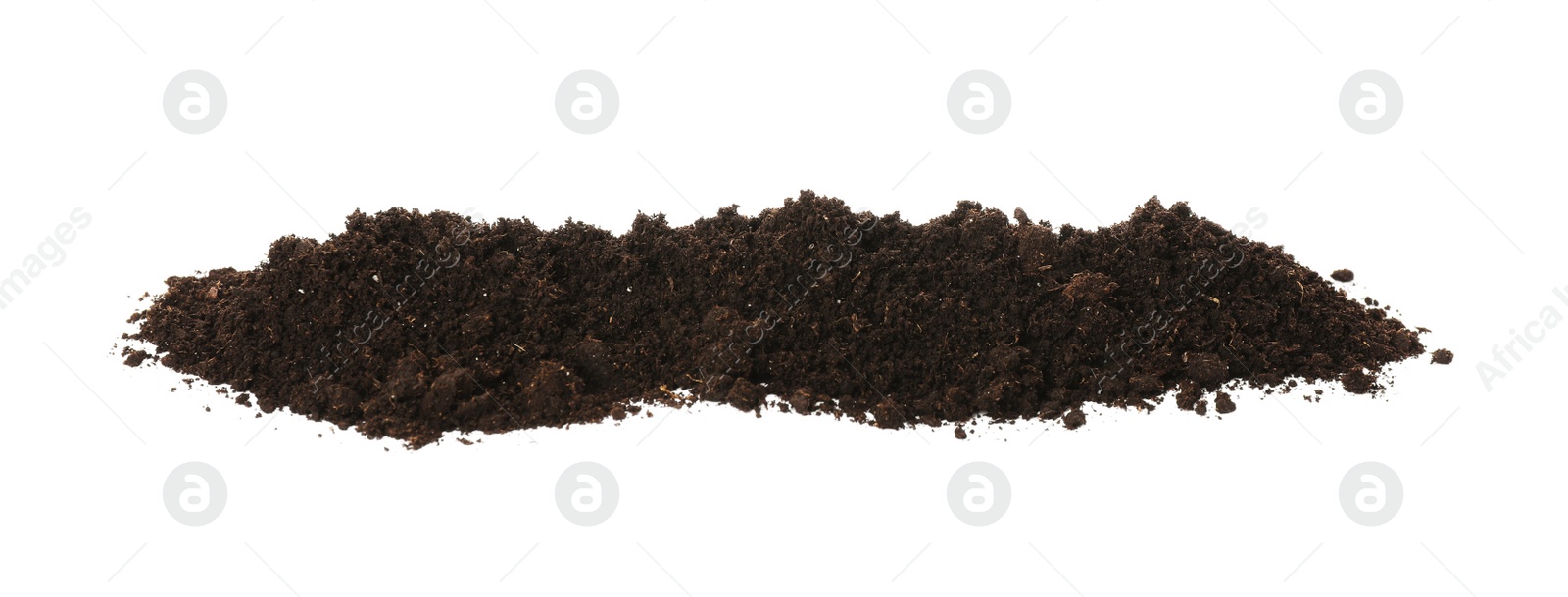 Photo of Pile of soil on white background. Fertile ground