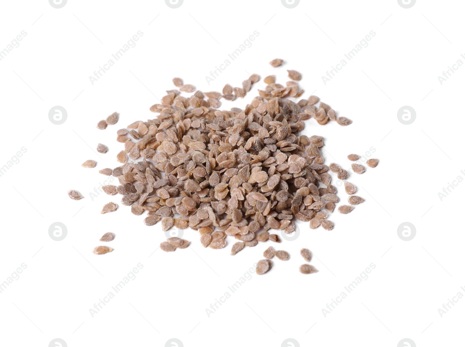 Photo of Pile of tomato seeds on white background