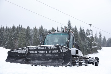 New modern snow plow at mountain resort
