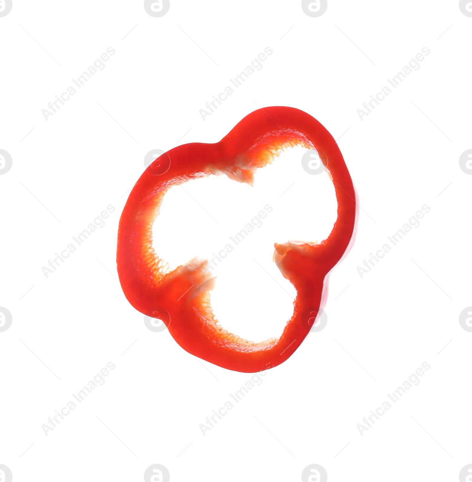 Photo of Sliceripe bell pepper isolated on white