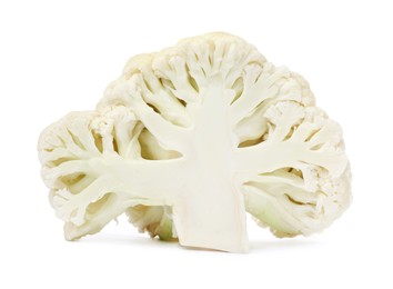Photo of Cut fresh raw cauliflower on white background
