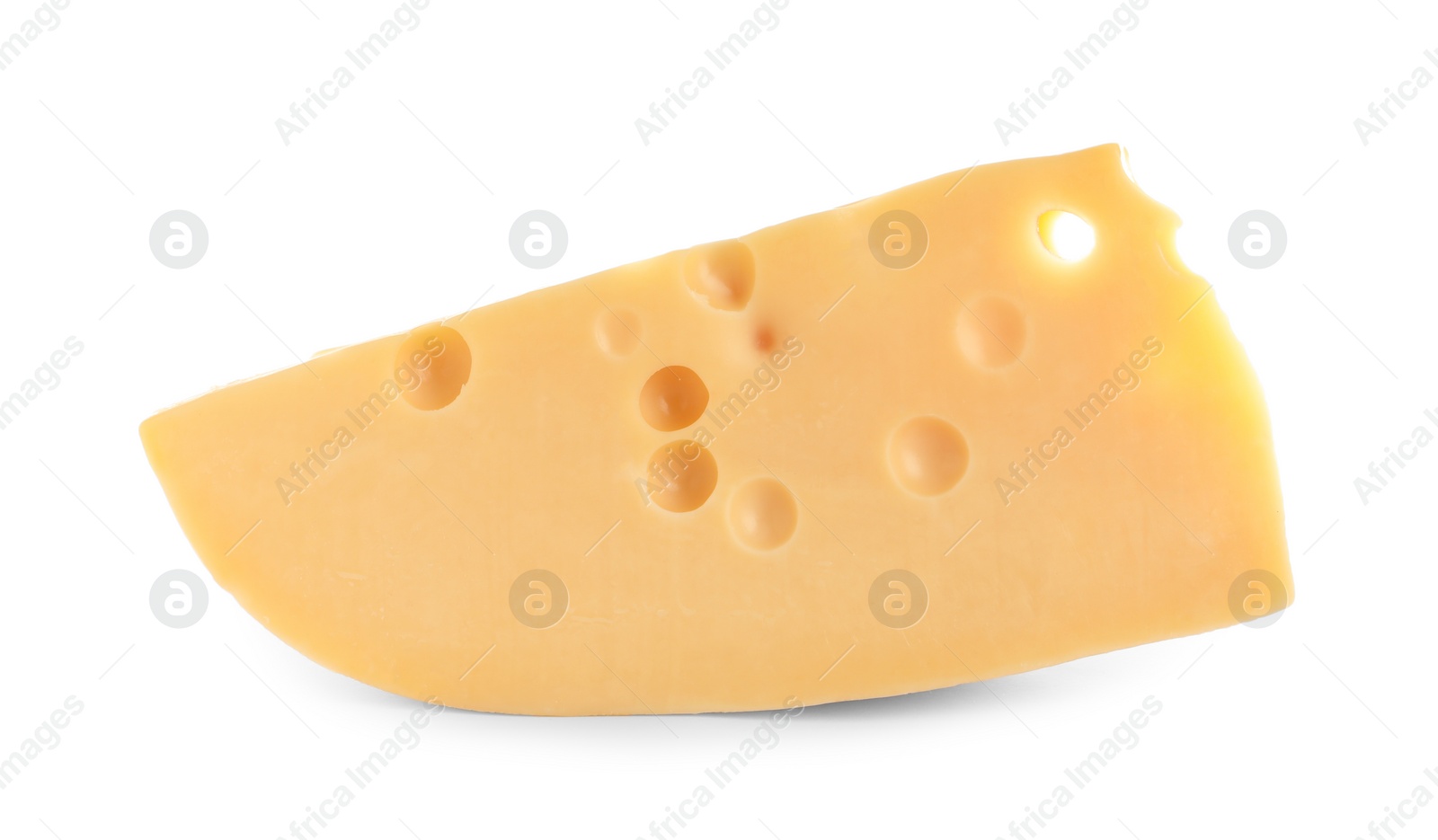 Photo of Piece of delicious cheese on white background