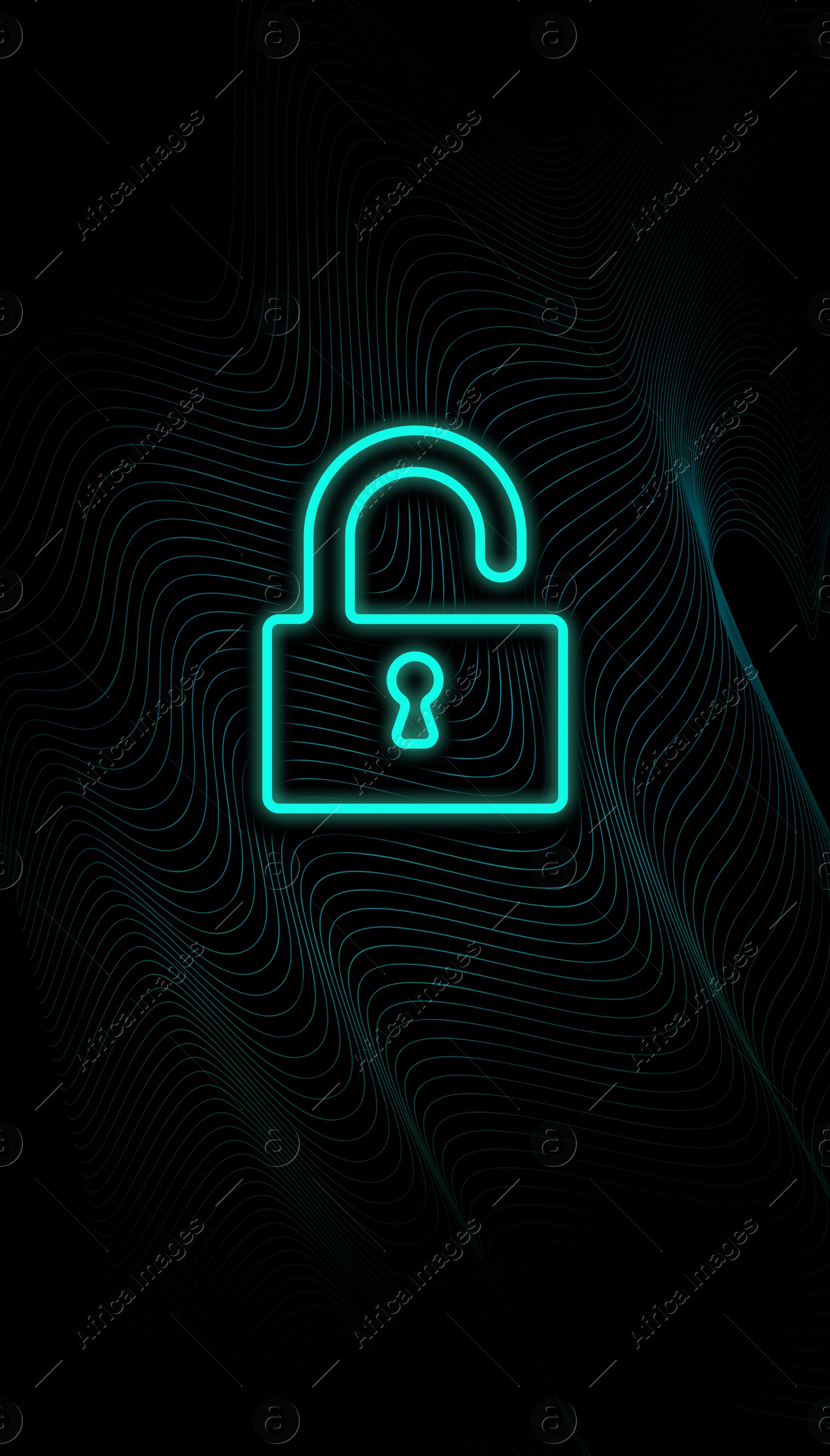 Illustration of Blocked screen of gadget with lock, illustration. Cyber security