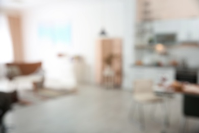 Photo of Blurred view of apartment interior with bokeh effect