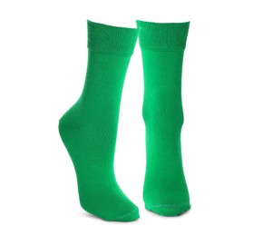 Image of Pair of bright green socks isolated on white