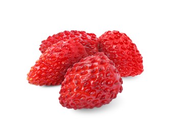 Image of Fresh ripe wild strawberries isolated on white