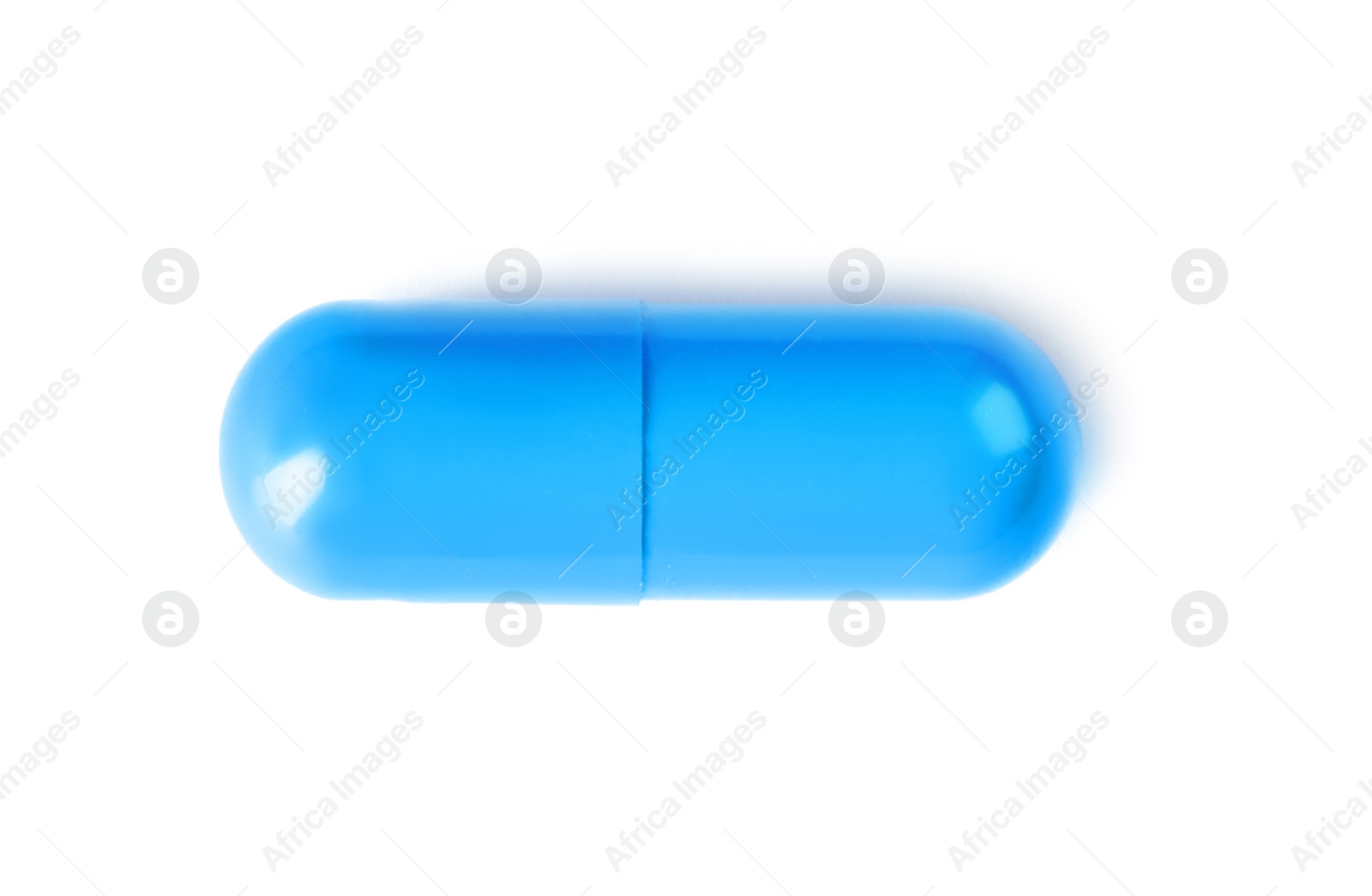 Photo of Pill on white background, top view. Medical care and treatment