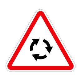 Illustration of Traffic sign ROUNDABOUT on white background, illustration 