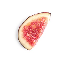 Photo of Slice of fresh fig isolated on white, top view