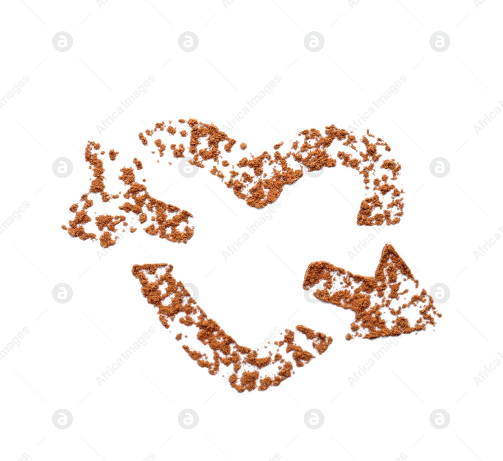 Photo of Composition with cocoa powder on white background