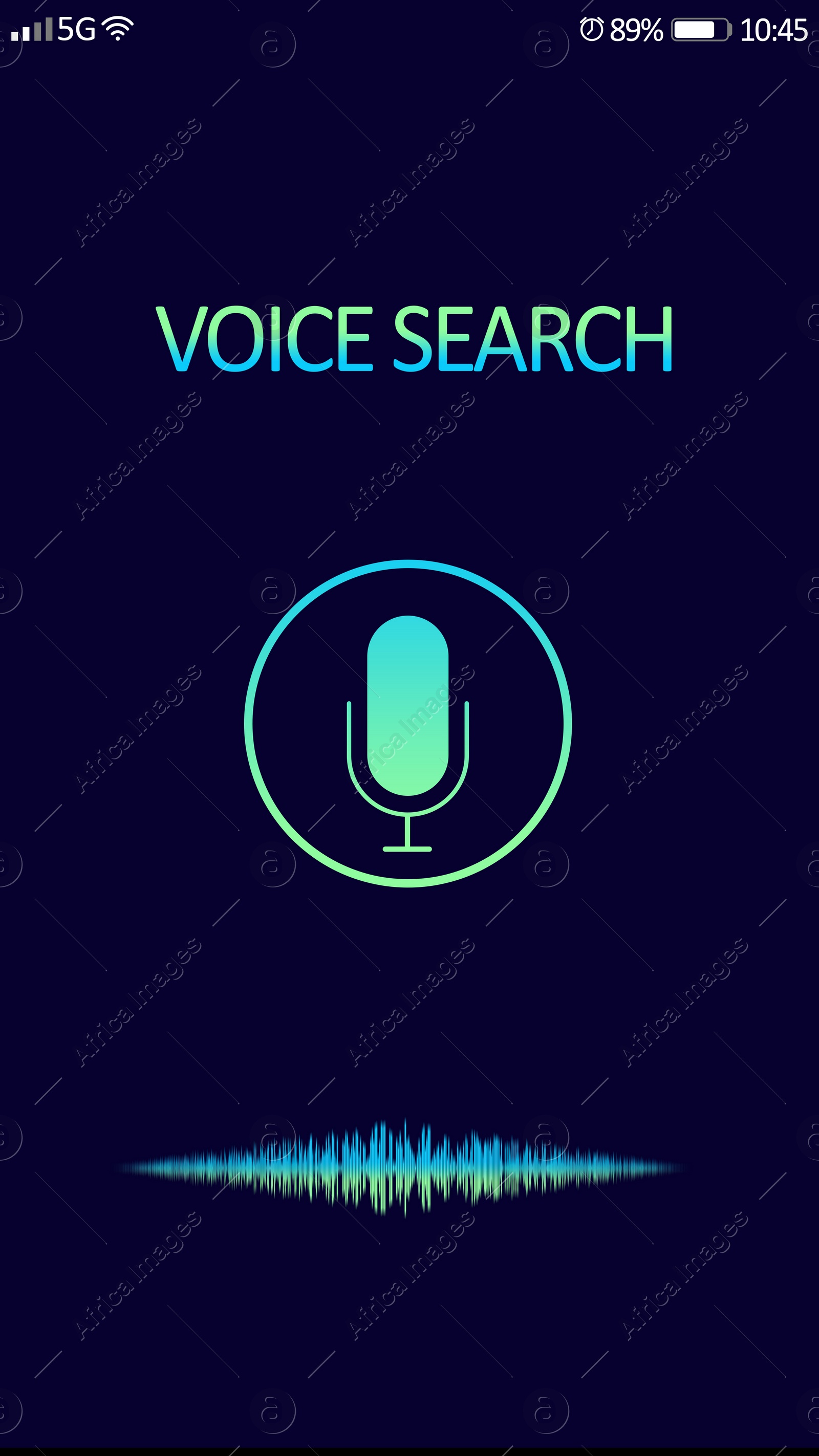 Illustration of Smartphone display with activated voice search app