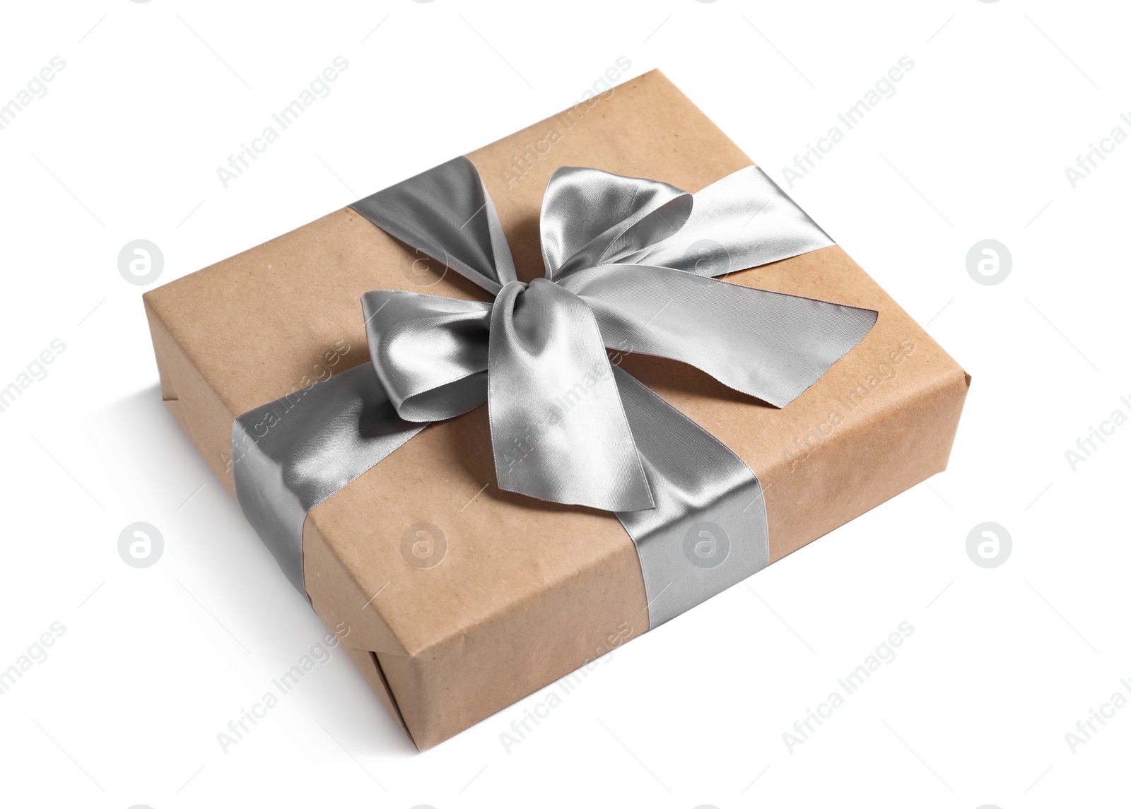 Photo of Beautifully wrapped gift box on white background