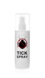 Image of Tick spray isolated on white. Insect repellent 