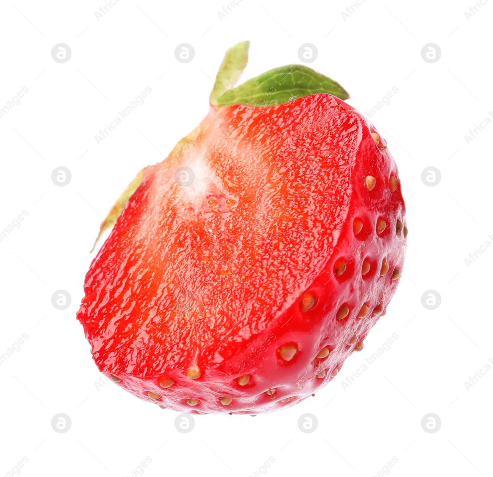 Photo of Piece of delicious ripe strawberry isolated on white