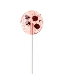 Sweet colorful lollipop with berries isolated on white