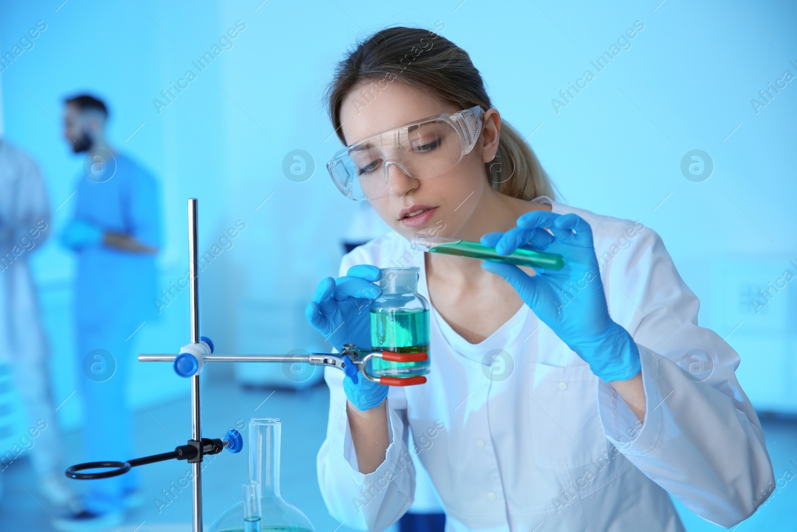 Photo of Medical student working in modern scientific laboratory