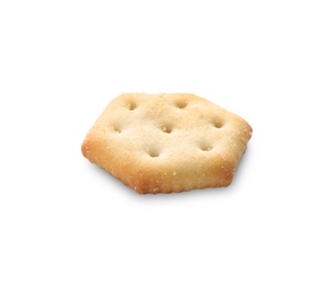 Photo of Crispy cracker isolated on white. Delicious snack