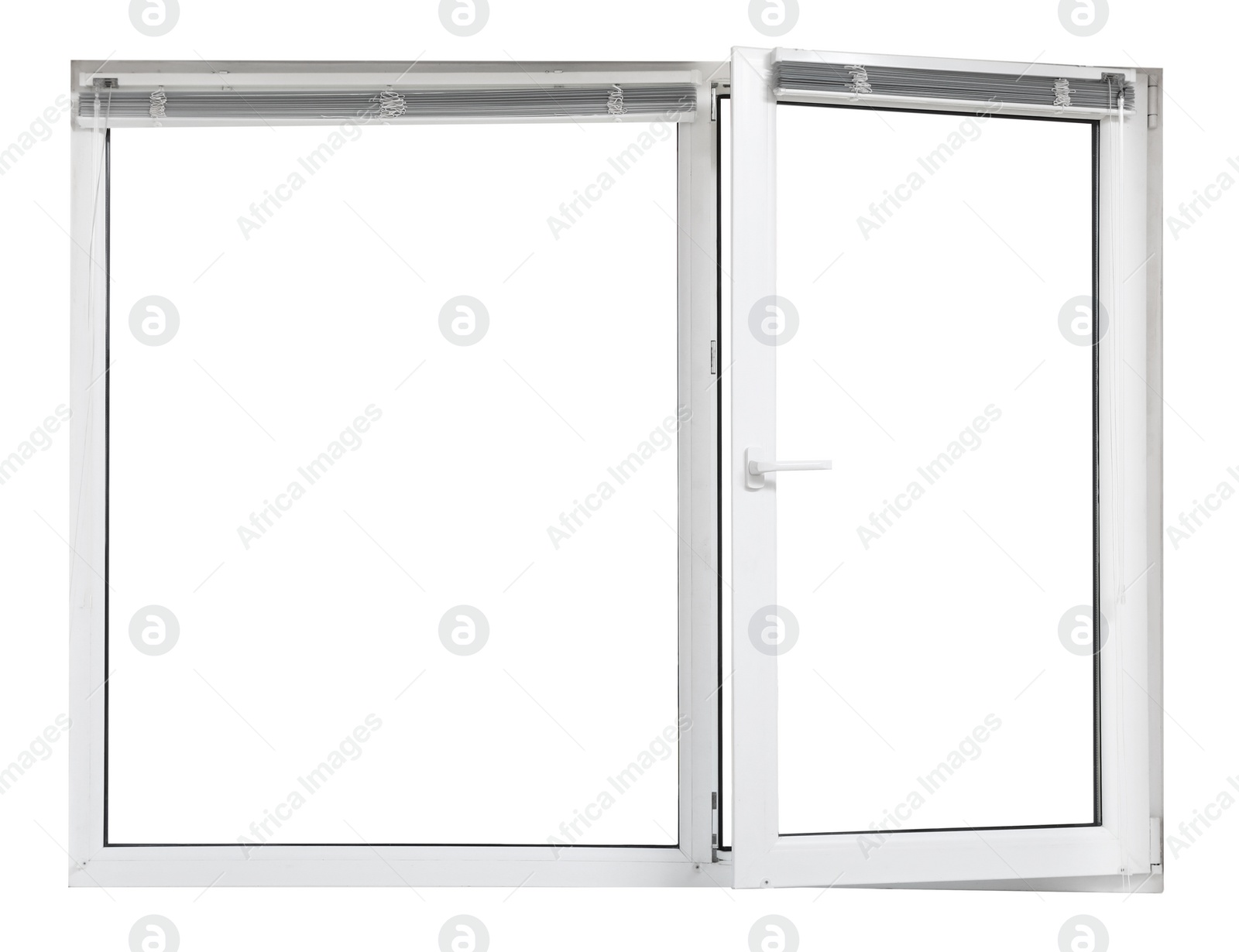 Image of Modern open plastic window on white background