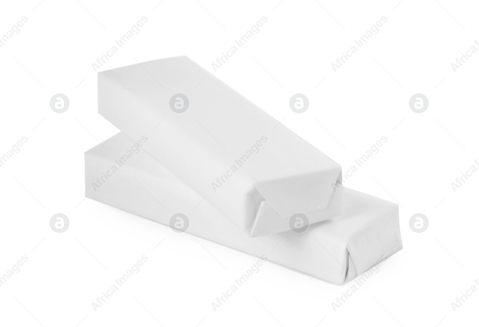 Photo of Packs of chewing gums on white background