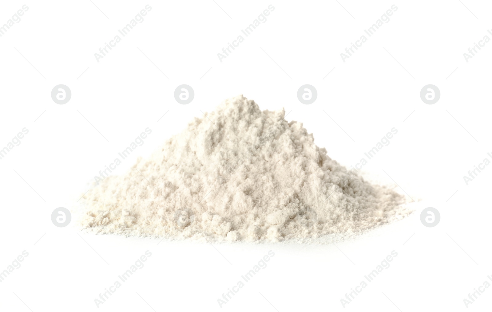 Photo of Pile of wheat flour isolated on white