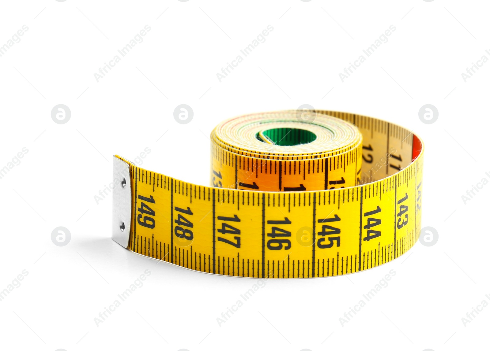 Photo of Measuring tape on white background