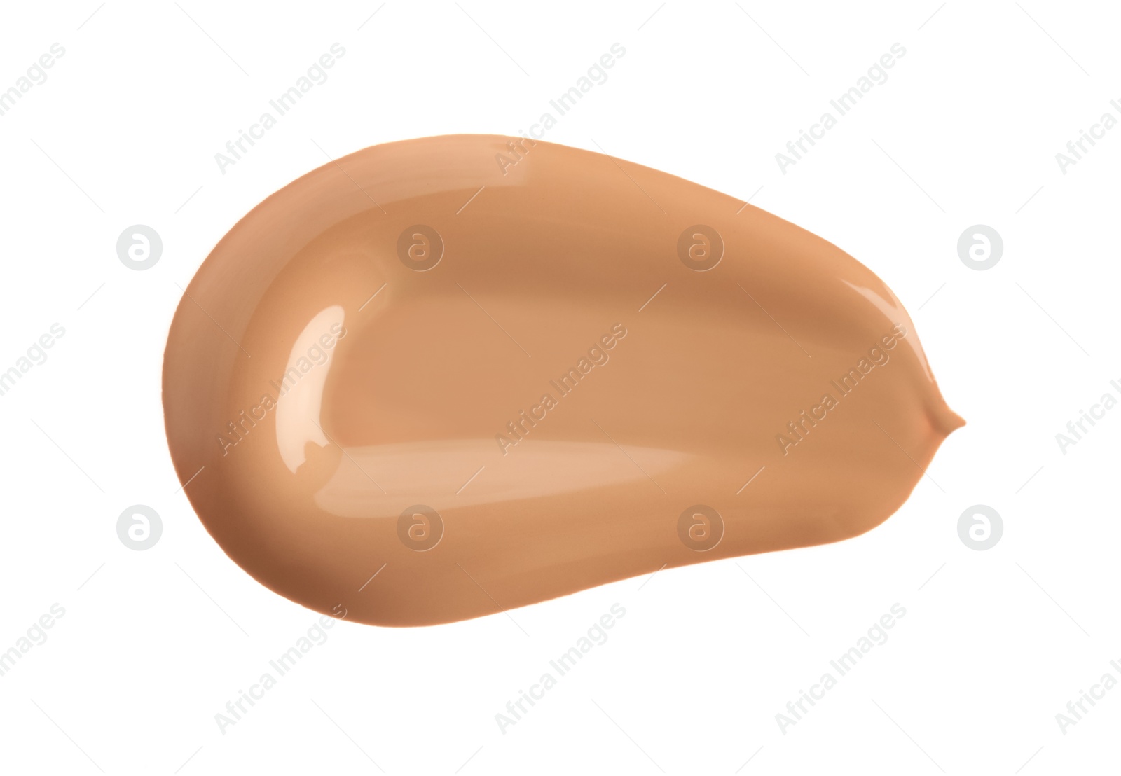 Photo of Smear of liquid skin foundation isolated on white, top view