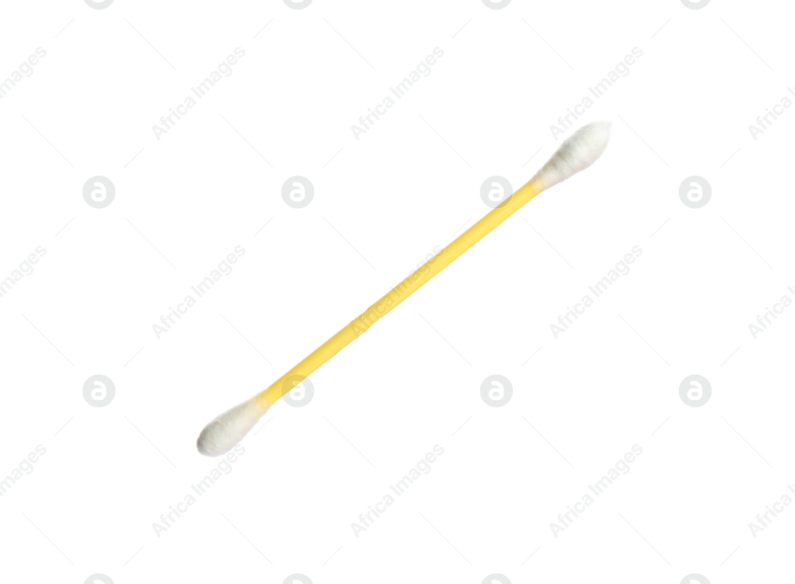 Photo of New clean cotton swab on white background