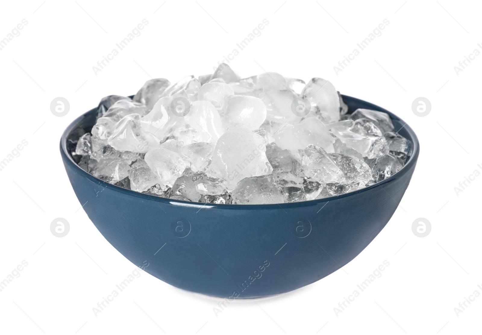 Photo of Crushed ice in bowl on white background