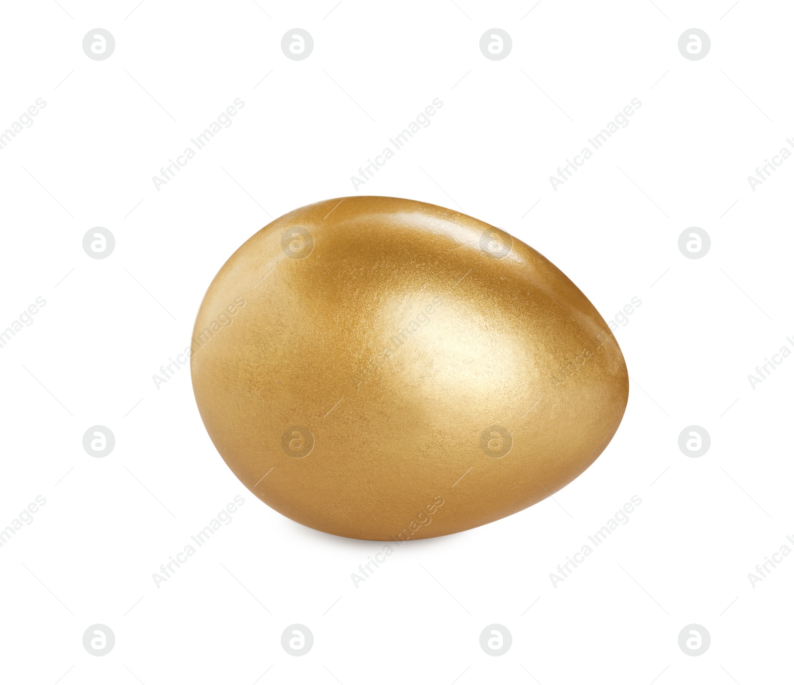 Photo of One shiny golden egg isolated on white