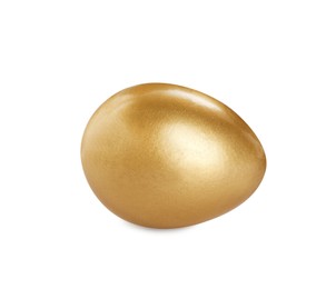 One shiny golden egg isolated on white