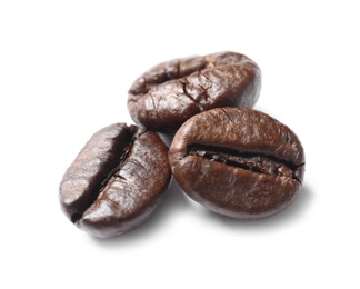 Fresh roasted coffee beans on white background