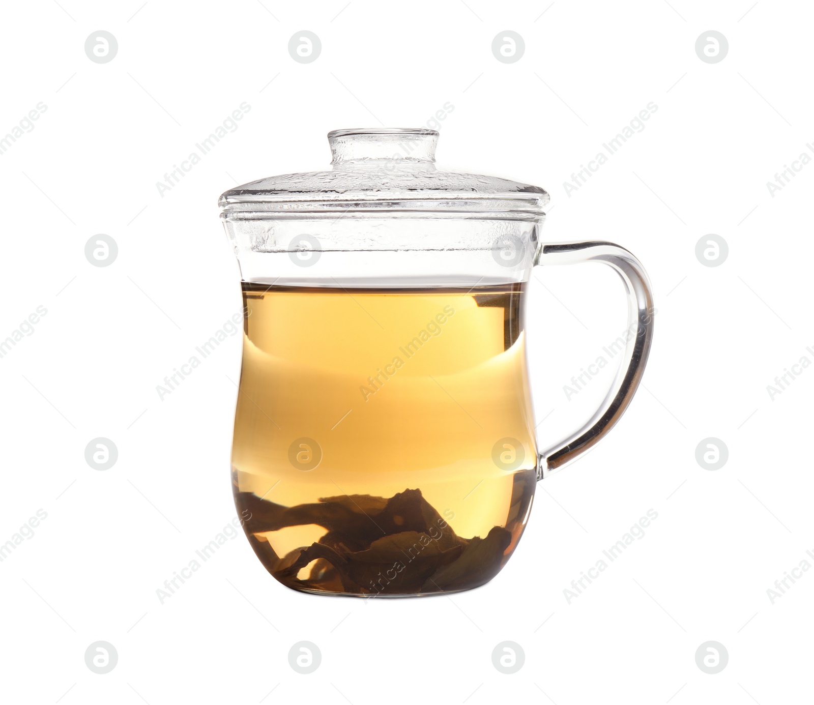 Photo of Cup of delicious green tea isolated on white
