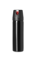 Bottle of gas pepper spray on white background