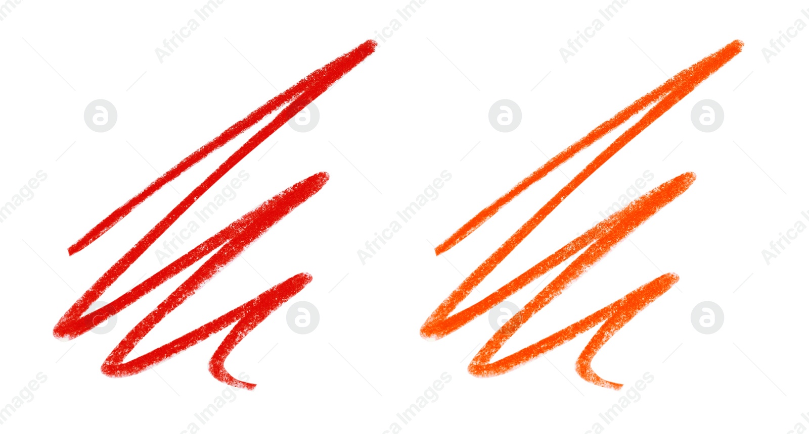 Image of Collage of color drawn pencil scribbles on white background