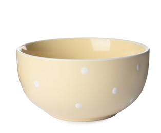 One yellow ceramic bowl isolated on white