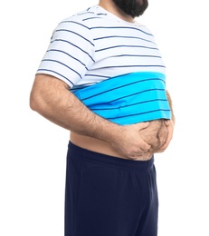 Photo of Overweight man on white background