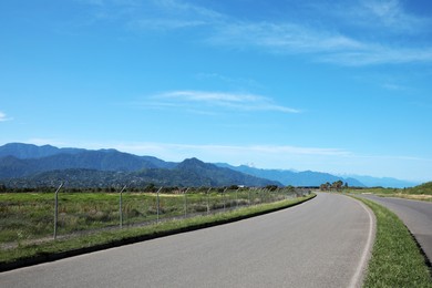 Image of Empty asphalt road in mountains. Picturesque landscape