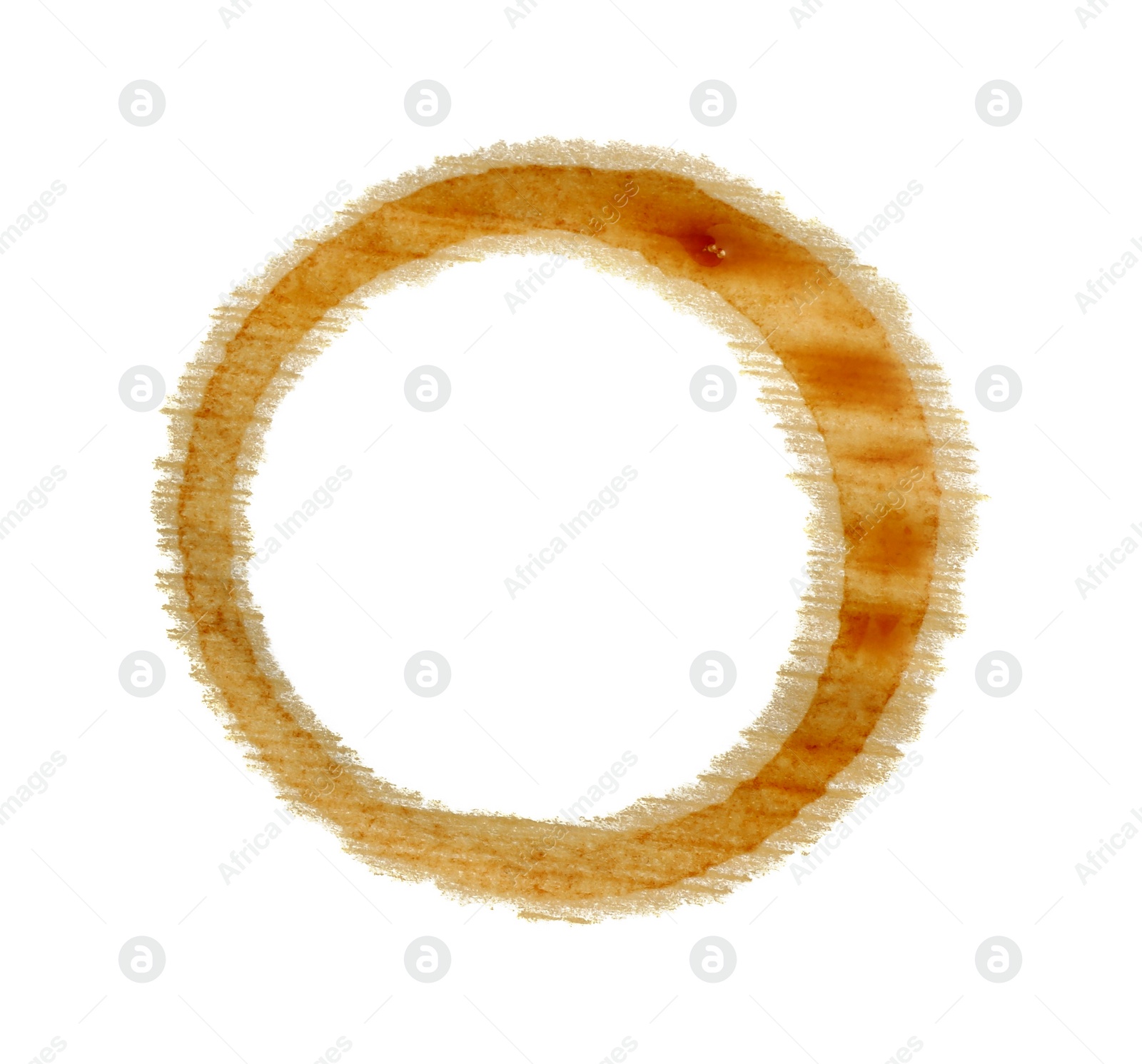 Photo of Coffee cup stain isolated on white, top view