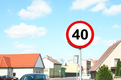 Image of Road sign Maximum speed limit in city