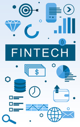 Illustration of Fintech concept.  different icons on light background