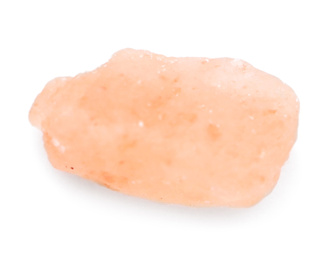 Photo of Crystal of pink himalayan salt isolated on white