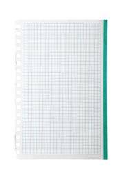 Photo of Blank notebook paper isolated on white. Space for design