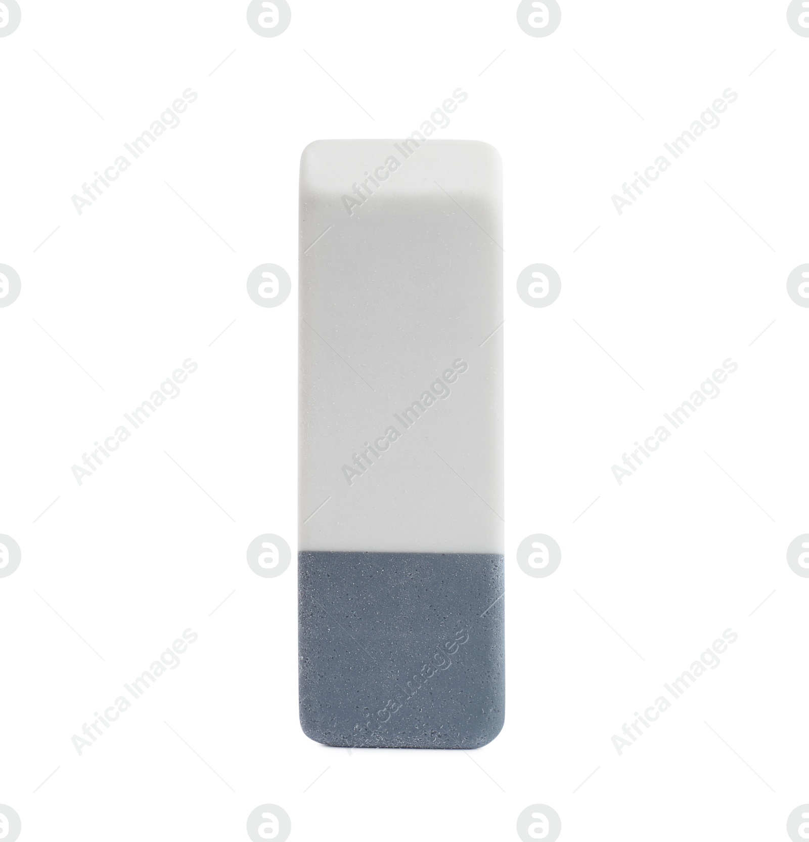 Photo of New double eraser isolated on white. School stationery