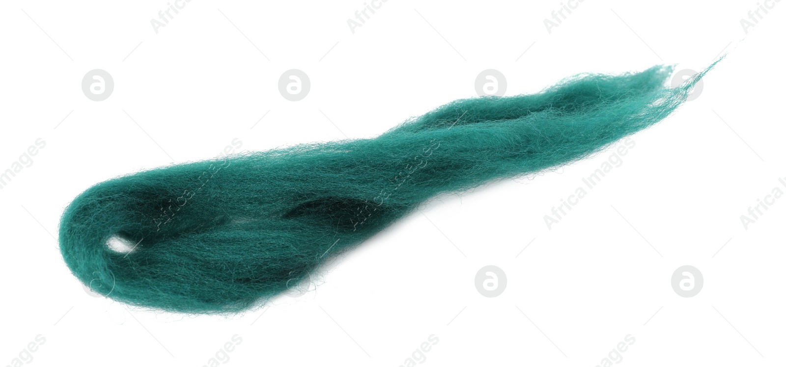 Photo of One green felting wool isolated on white